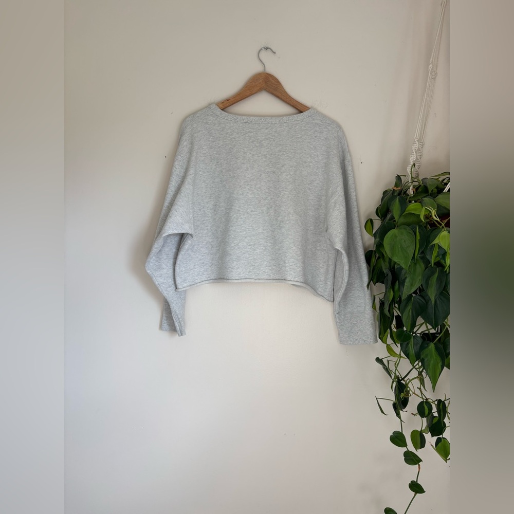 SOLD- Athleta French Terry Rolled-Hem Crop Sweatshirt in Stone - Picture 6 of 7